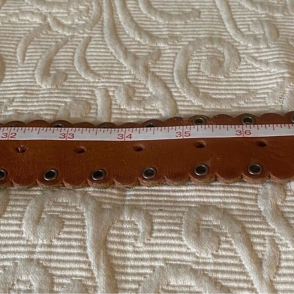 Fossil Coin Chonco Accented Brown Leather Belt Western Size Medium - Picture 6 of 7